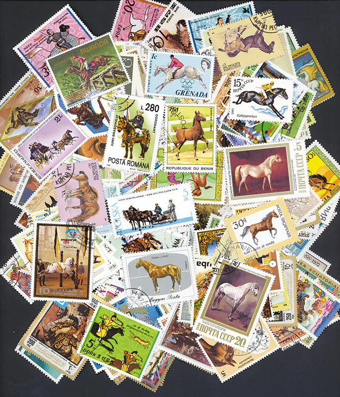 

Horse ,100 pieces/lot All From The World Wide Unused With Post Mark Postage Stamps For Collecting