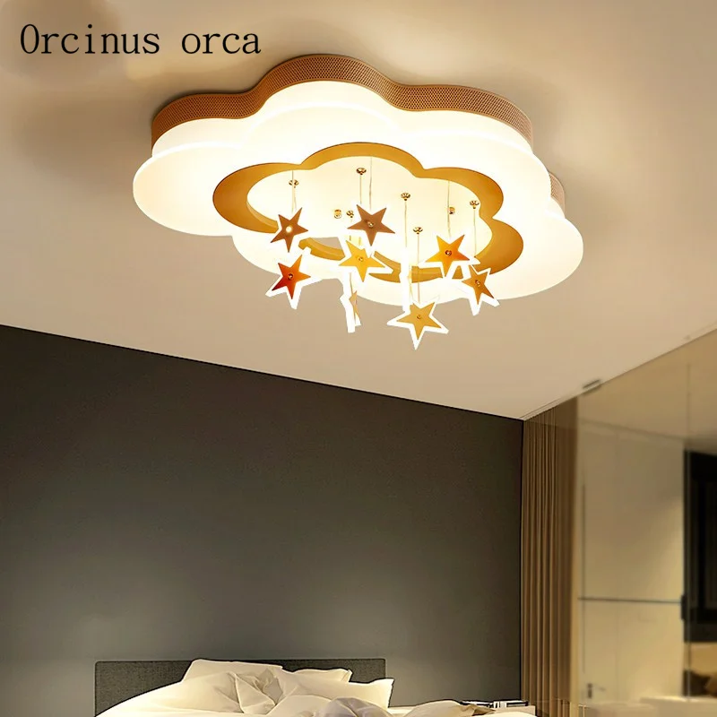 

Мультяшная облачная потолочная лампа для детской комнаты, boys'спальная лампа, современный простой Звездный теплый светодиодный потолочный ...
