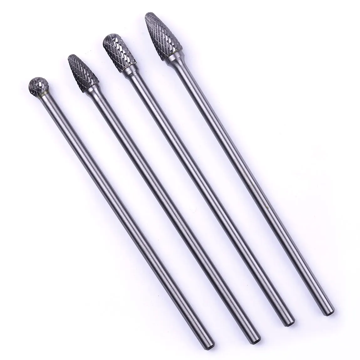 

4pcs/set 1/4" 6.35mm Shank Diameter Tungsten Carbide Burr HRC70 Rotary Cutter Files For Processing Metal Steel Alloy Bone