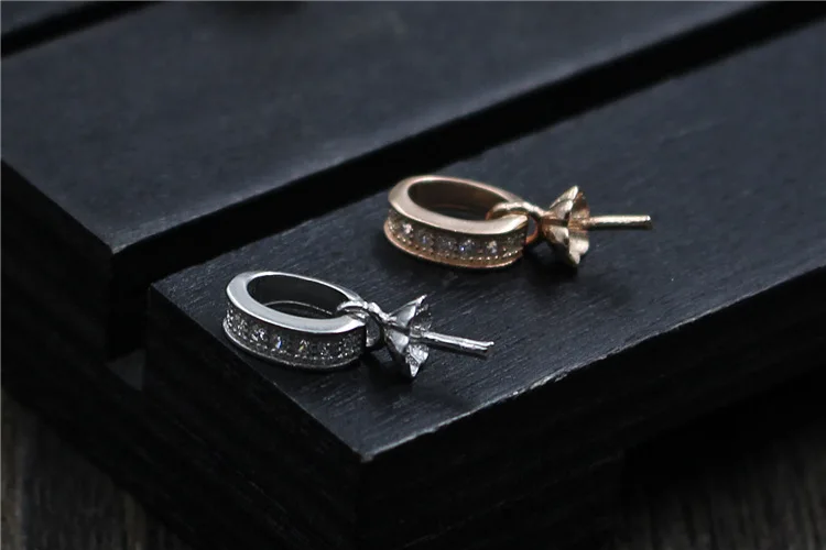 Концевые застежки из серебра 100% пробы с фианитами для бусин|Ювелирная фурнитура