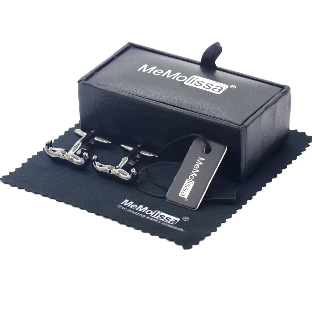 

MeMolissa Display Box Cufflinks Cute Black Beard Cufflinks Copper Material with Black Plated Mens Cufflink Free Tag & Wipe Cloth