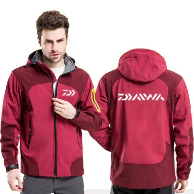 Red 2 Daiwa полная молния ветрозащитная одежда для рыбалки для мужчин легкая ветровка флисовая куртка с капюшоном - Цвет: Red 2