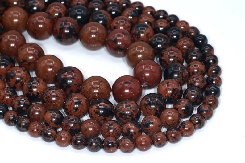 

Wholesale Genuine Natural Mahogany Obsidian Loose Beads Round Shape 4mm 6mm 8mm 10mm 12mm Round Loose Beads 15.5" strand