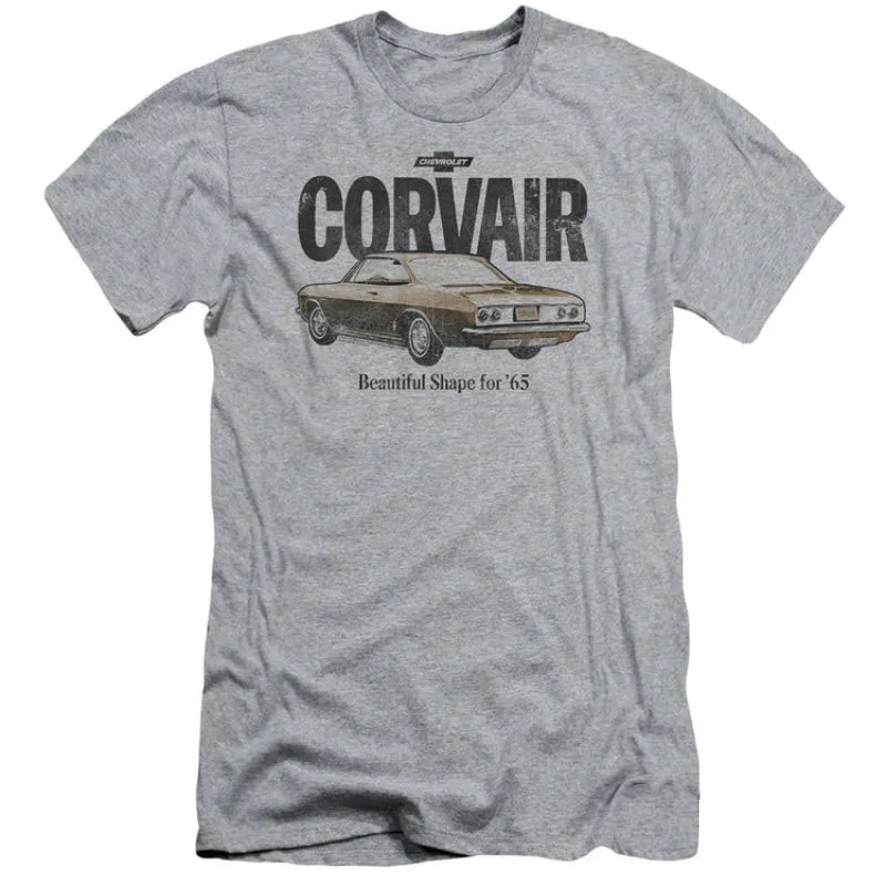 Chevy-Corvair ❥ Beauty (Slim Fit) одежда футболка-легкая атлетика вереск 100% хлопок для