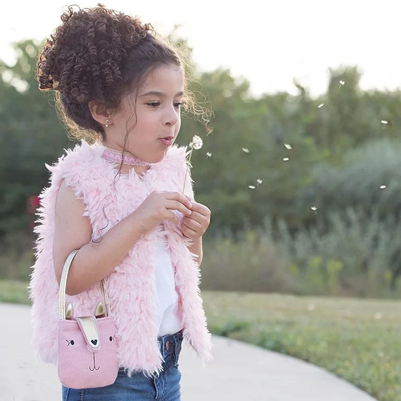 GOOPORSON/жилет из искусственного меха для девочек розовый/бежевый однотонный милый