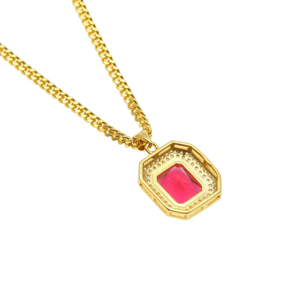 MCSAYS Хип-хоп Jewelry большой красочный кристалл кулон Нержавеющая сталь Ожерелья для