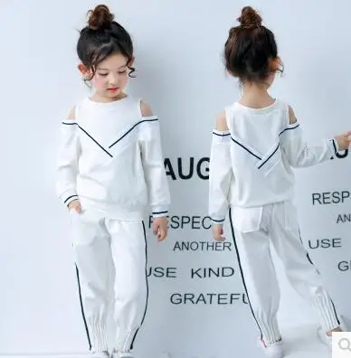 SexeMara/2017 новые осенние модные топы без бретелек + повседневные брюки для девочек