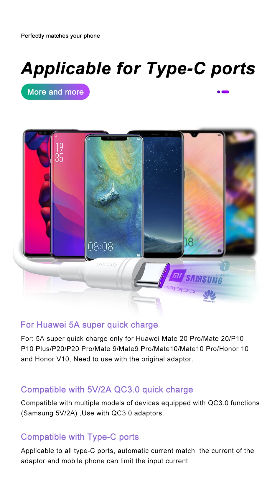 Baseus 5A USB C кабель для huawei mate 20 P20 Pro Быстрая зарядка данных usb type C кабель для Xiaomi Mi 9 Oneplus 6t 6 USB-C зарядное устройство