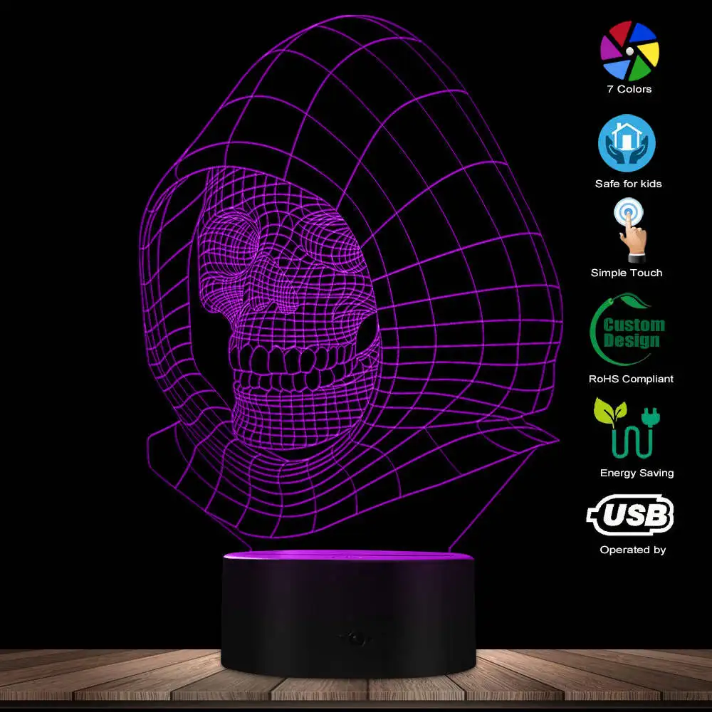 Хэллоуин скелет Скульптура LED Новинка художественная светильник визуальная