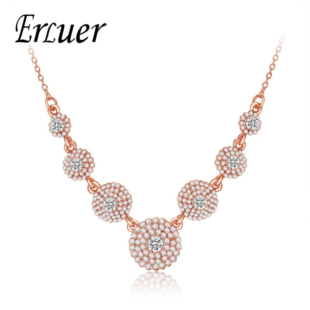 Женское Ожерелье с кристаллами ERLUER роскошное короткое ожерелье из розового