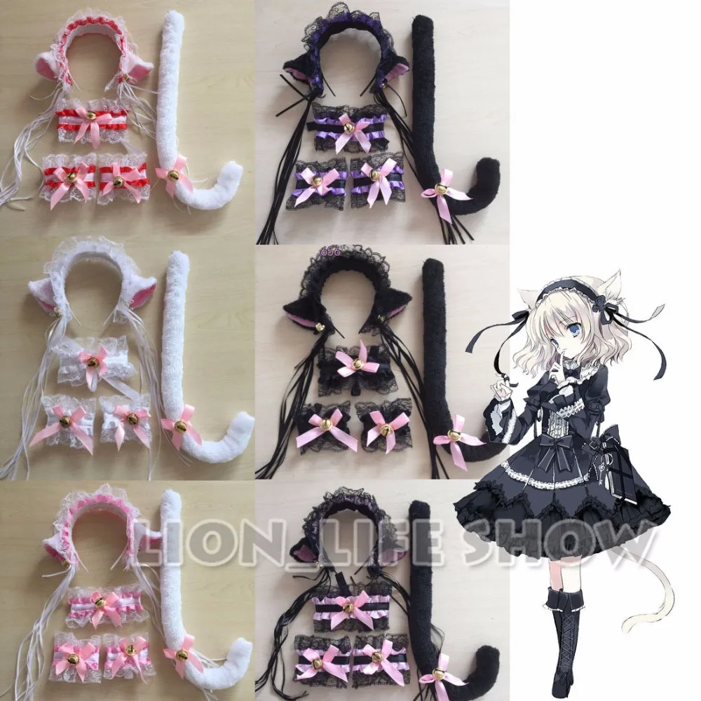 Женский костюм кошачьей горничной для косплея Neko плюшевые кружевные повязки на