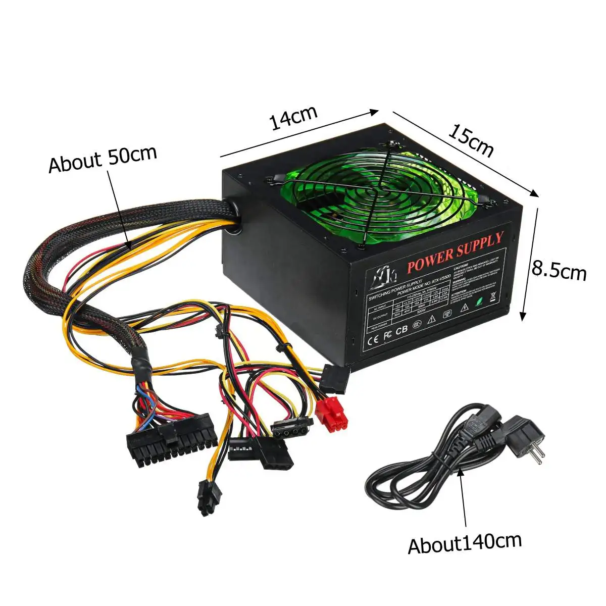 

Max 500W Power Supply 120mm LED Fan 24 Pin PCI SATA ATX 12V PC Computer Power Supply 110220V for Desktop Gaming