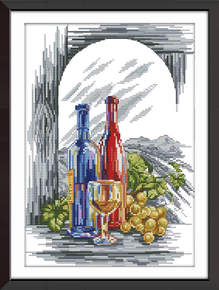 

Wine cross stitch kit aida 14ct 11ct count print canvas cross stitches needlework embroidery DIY handmade