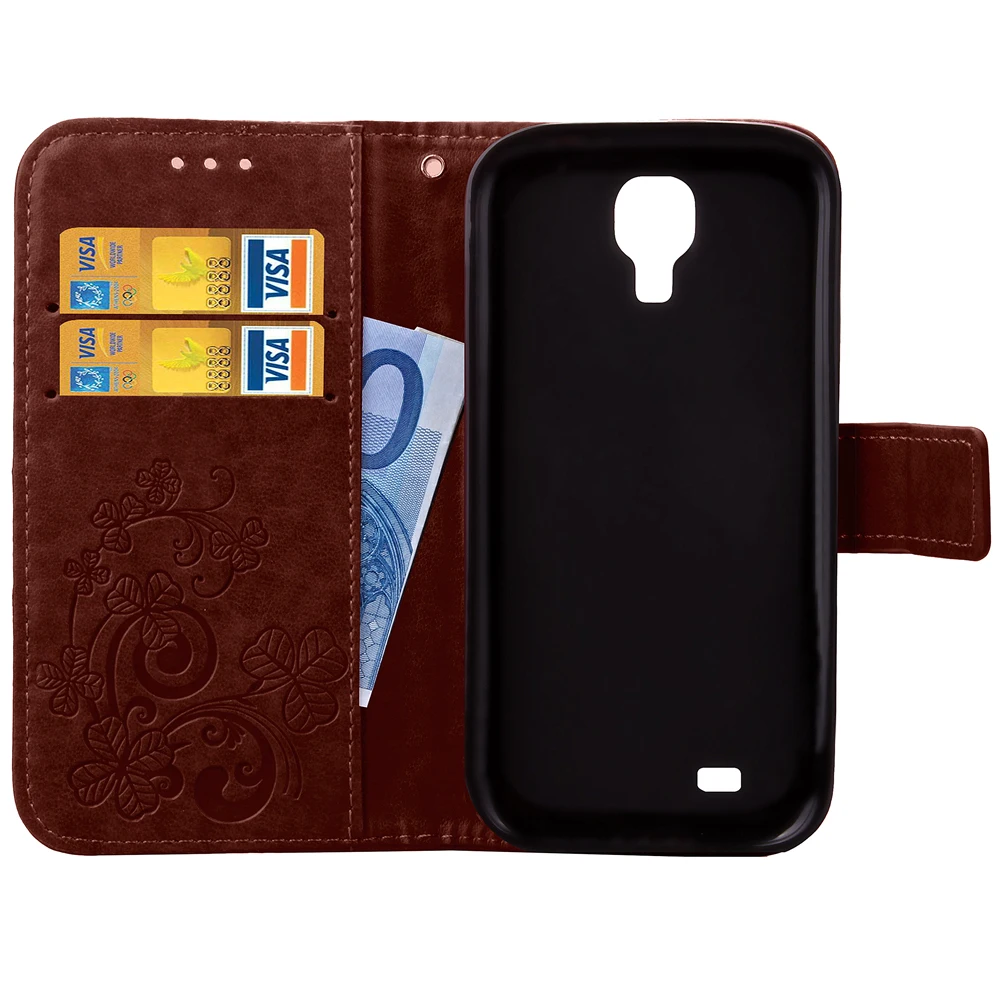 Cover Case For Samsung Galaxy S4 mini i9190 i9192 S IV i9500 i9505 Flip PU Leather TPU Shell Clover Diamond Holster Card Bag | Мобильные