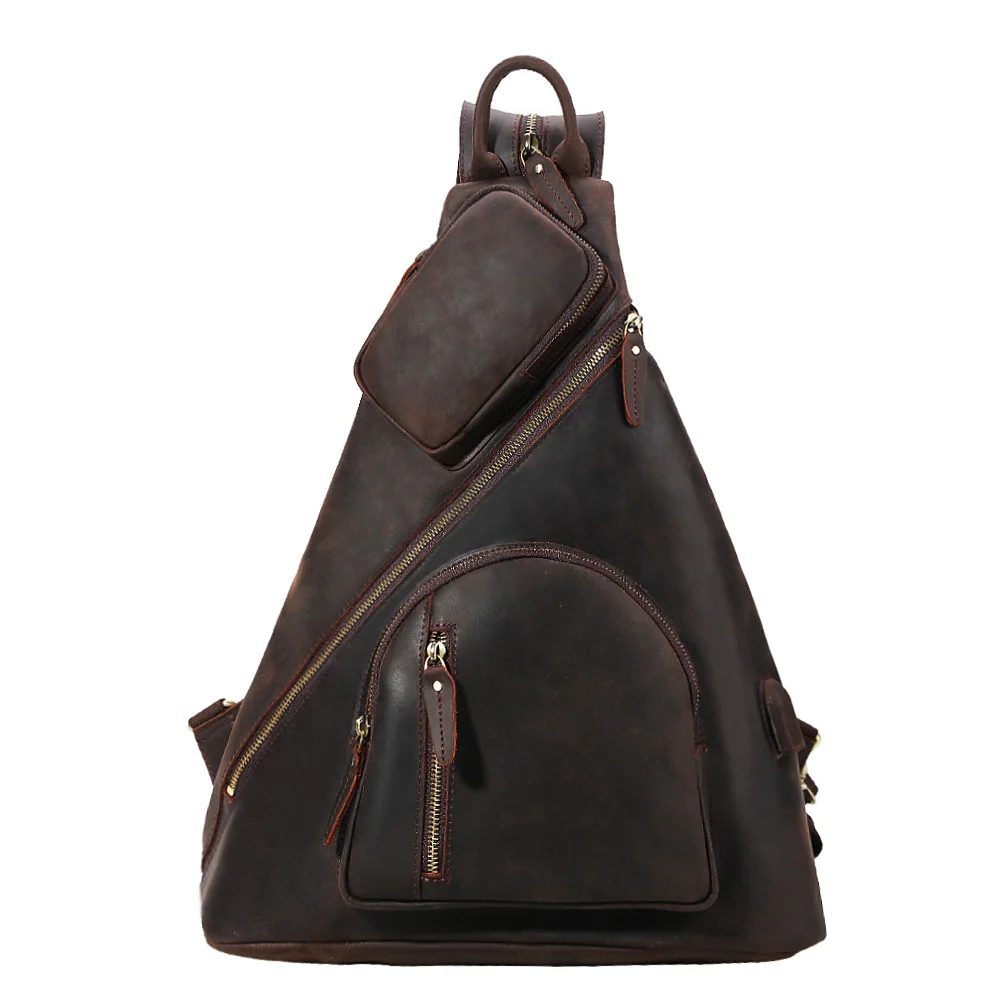 Нагрудная Сумка Tiding мужская из воловьей кожи многофункциональный рюкзак большой