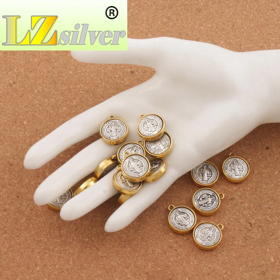 

20.2x17mm Saint St Benedict Medal Cross Spacer Charm Beads 40PCS zinc alloy And Pendants L1694
