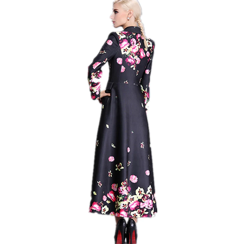 Для женщин нагрудные ветровка 2017 Демисезонный длинное пальто тонкий печати