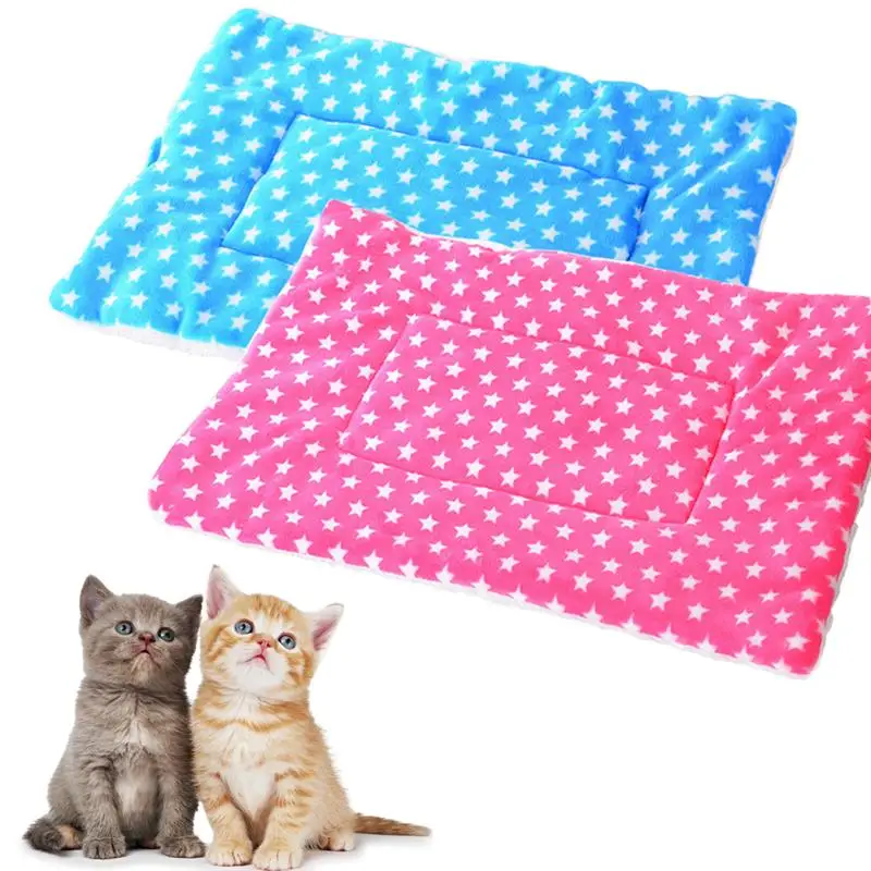 Blue and Rosy Осенняя теплая кровать для собаки, мягкое Флисовое одеяло для животных, кошачьего туалета, щенка, коврик для сна, прекрасный матрас, подушка для маленьких и больших собак, размеры s, m, l - Цвет: Blue and Rosy