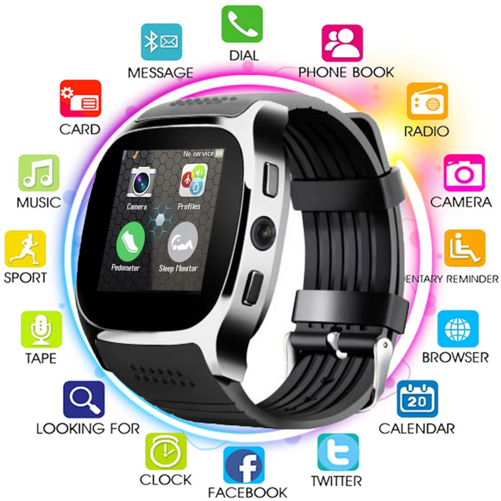 2019 T8 HD 2.0MP камера 1 5 дюймов TFT lcd сенсорный экран Bluetooth спортивные умные часы