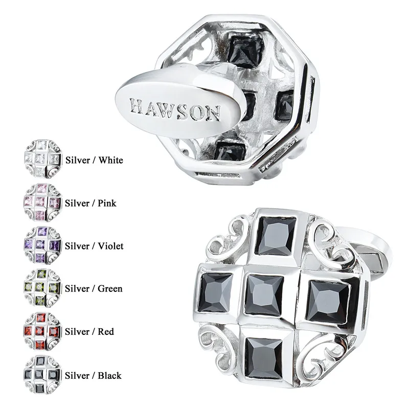 

HAWSON Luxury Cufflinks Shiny Crystal Wedding Gift French Shirt Cufflinks High Quality