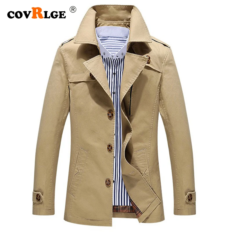 

Covrlge Brand Male Overcoat Long Jacket Coat Men's Trench Business Trenchcoat Masculina Windbreaker Outwear Cotton Fabric