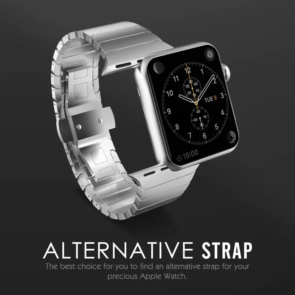 silver OSRUI ремешок из нержавеющей стали для Apple watch band 4 44 мм 40 мм iwatch band 3 2 1 42 мм 38 мм correa aplle часы соединитель на запястье браслет - Цвет ремешка: silver