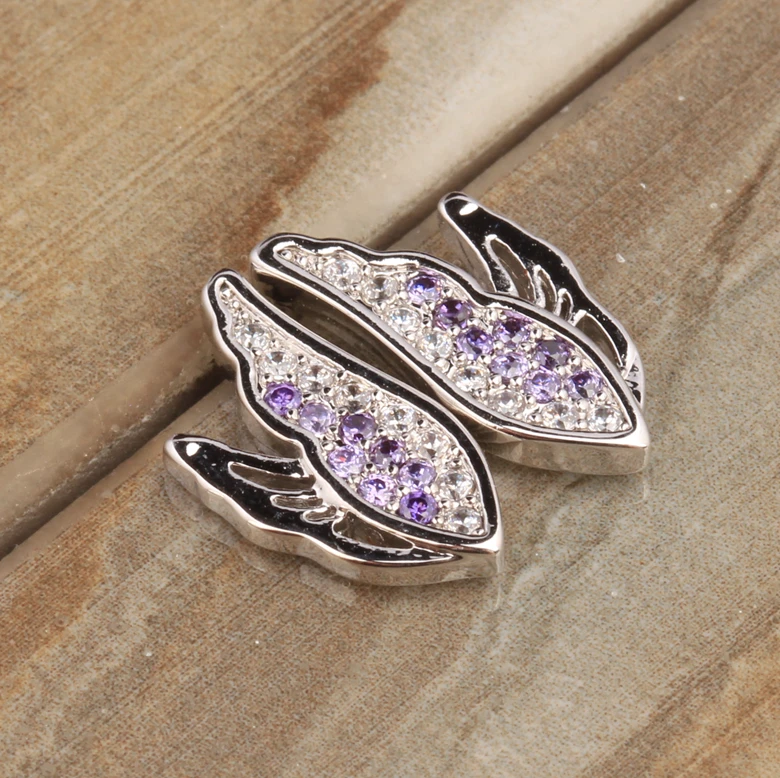 Прекрасный лебедь животных фиолетовый кубический цирконий 925 стерлингового