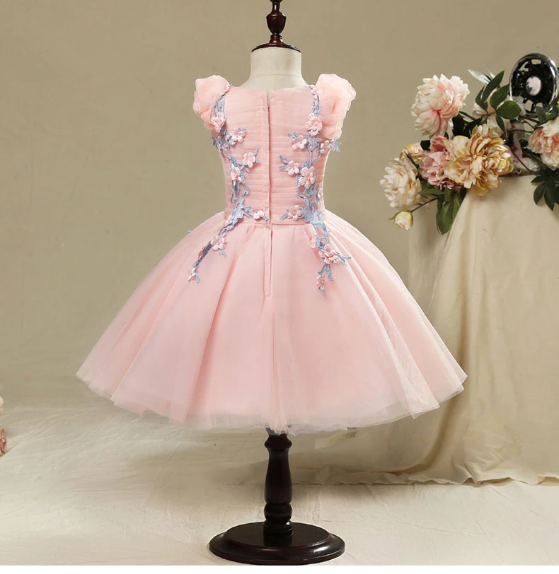 Elegant Tulle Girls Wedding Dress Flower Girl Princess Party Pageant Formal Gown Pink Lace Kids First Communion Dresses | Детская одежда