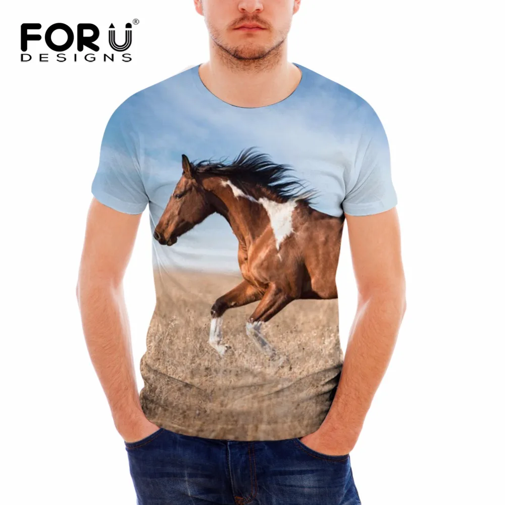 

FORUDESIGNS 3D Crazy Horse Printing T Shirt Men Groot O-Neck Summer Tops for Teenagers Males Fashion Short Sleeve Couple Tees