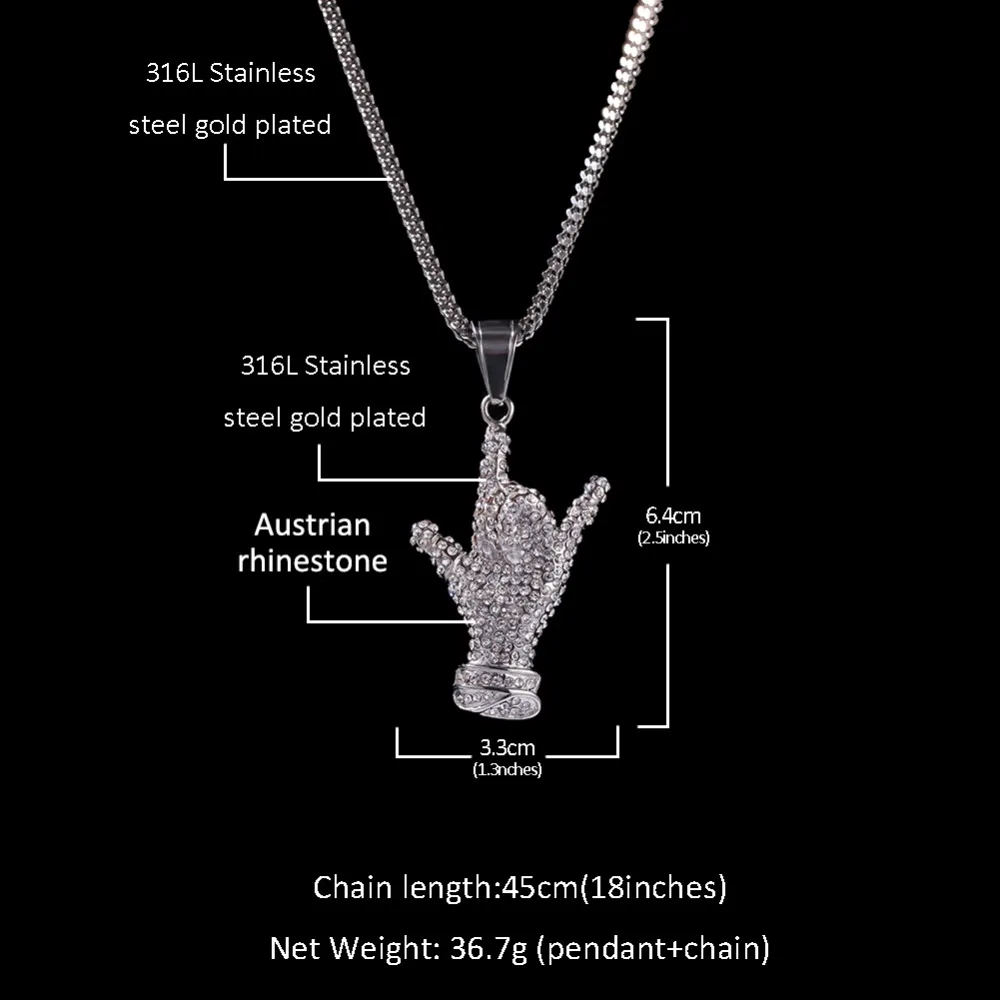 Hip Hop Men Gold Color Full Finger Pendants Necklaces With chain Jewelry | Украшения и аксессуары