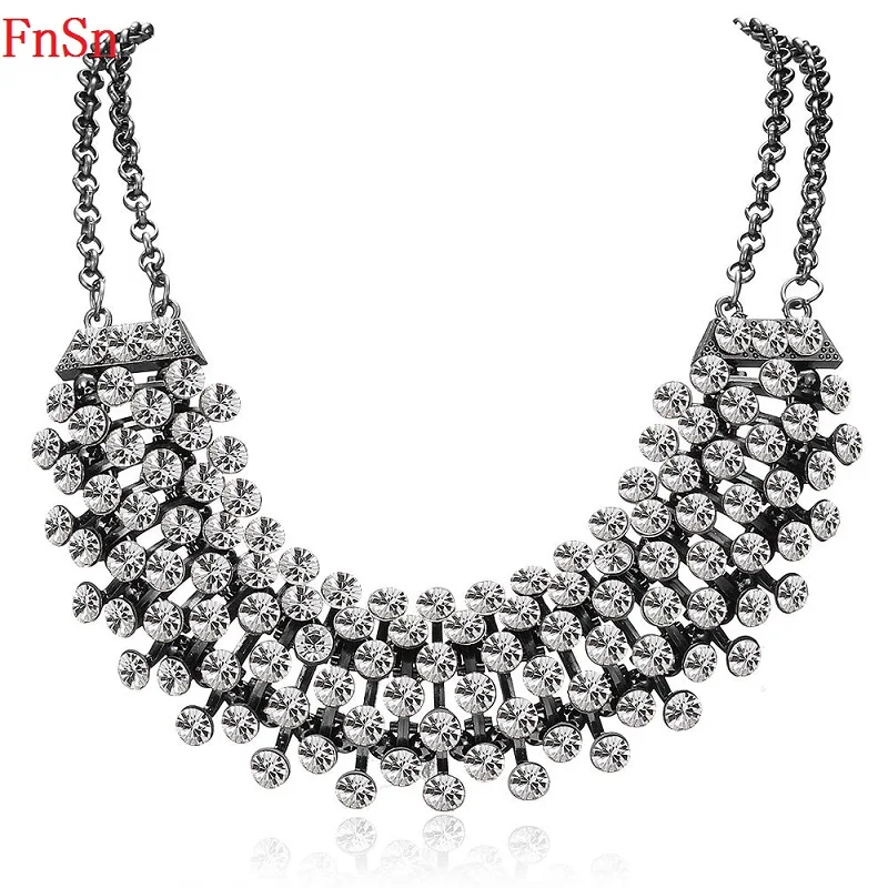 

FnSn New 2017 Hot Summer Necklace Charm Crystal Choker Trendy Collier Zinc Alloy Chain Women Collar Gift Jewelry wholesale N110