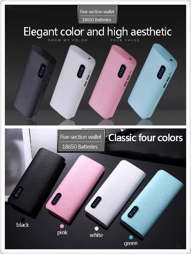 Power Bank 10000 mAh кожаный двойной USB Мобильный мощный светодиодный фонарик мощная
