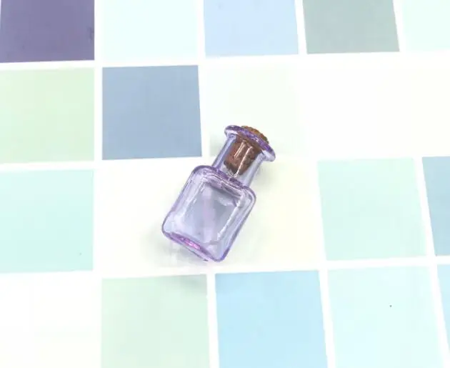 purple 20 шт./лот, цветная маленькая Квадратная бутылка с пробковой пробкой, стеклянный флакон, бутылка для желаний, миниатюрная бутылка, новые контейнеры банки, сделай сам - Цвет: purple