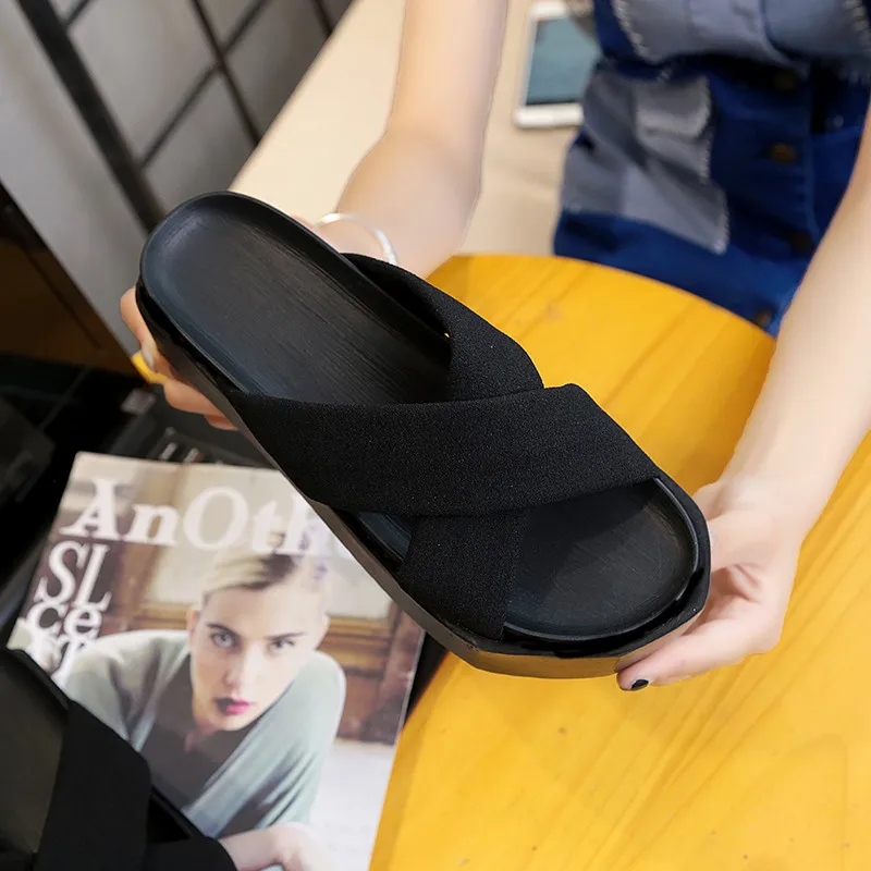Vogue Crossover Runways Mules Peep Toe Block High Heels Women Slippers Outdoor Street Style Slides Shoes Woman PHY2026 | Обувь