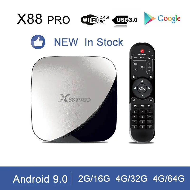 X88 pro Android 9 0 ТВ-бокс 4 Гб RAM 64 Assistant Rockchip RK3318 четырехъядерный 2 &amp 5G Dual Wifi H.265 Youtube 4K Google