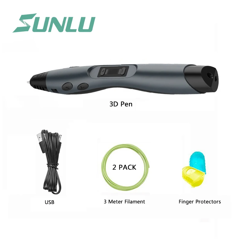 SL-300A-Black SUNLU SL-300A 3D Ручка интеллектуальное Рисование печать Ручка Поддержка ABS/PLA/PCL печать 3D игрушка подарок 3d ручки с светодиодный экран - Цвет: SL-300A-Black