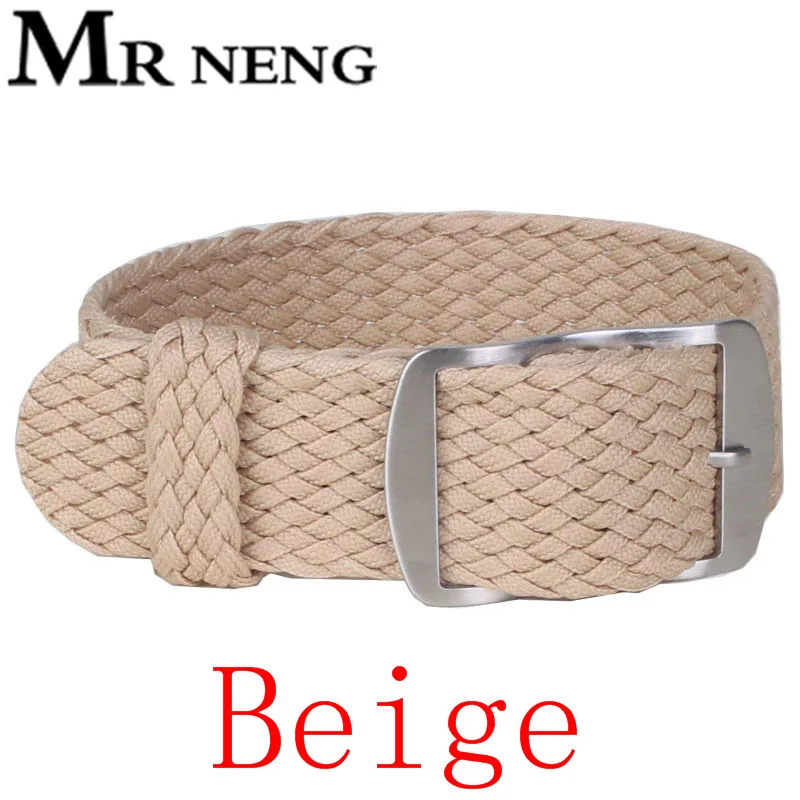 Beige MR NENG 1 шт./ Модные нейлоновые тканые для перлоновых ремешков бежевого цвета 20 мм ремешок для часов 14 16 18 20 мм 22 мм - Цвет ремешка: Beige