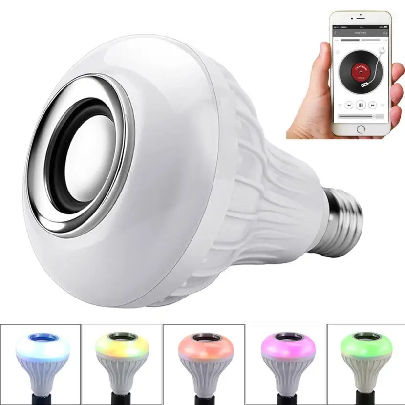 12 Вт светодиодный RGB Беспроводной Bluetooth Динамик вспышка музыка лампы