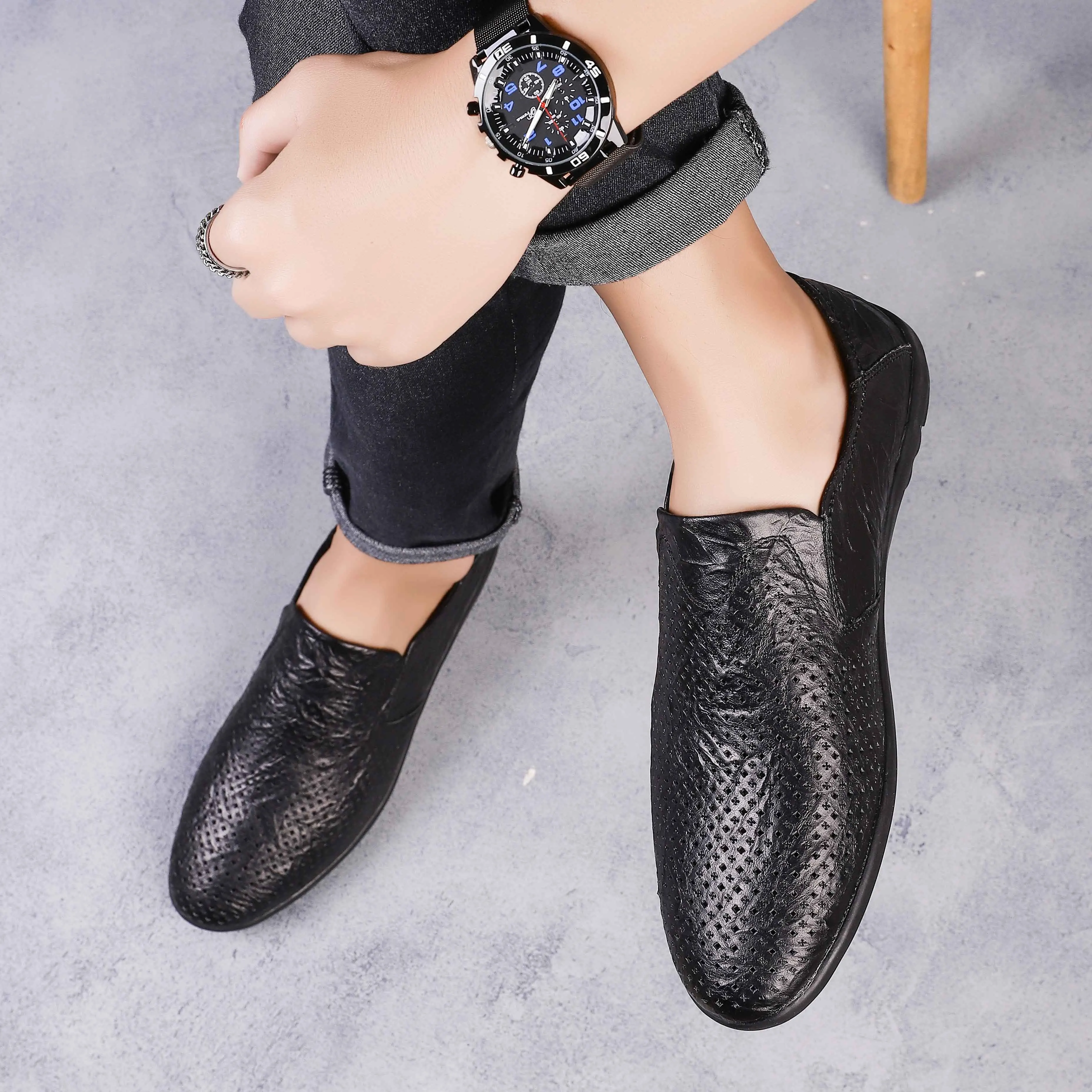 Men casual Shoes outdoor Comfortable leather driving loafer fashion moccasins Male Flat Sneakers men big size 47 L5 | Обувь