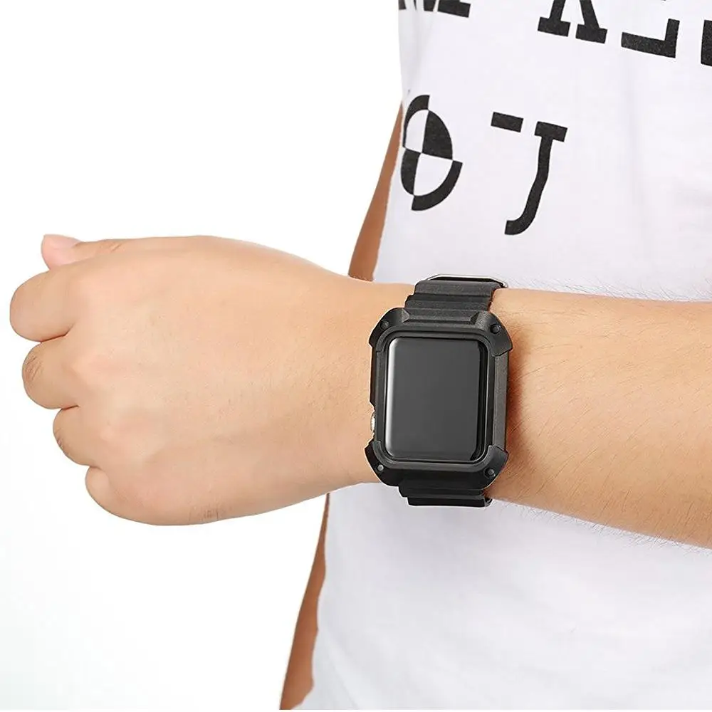 Прочный бронированный чехол с ремешком для Apple Watch серии 3/2/1 42 мм/38 мм (встроенная
