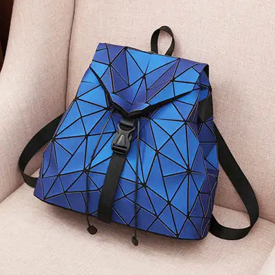 Nevenka Female Backpack Purse Women Holographic Backpack Ladies Geometric Backpacks Teenager Girl Drawstring Bags for Women - Цвет: Blue