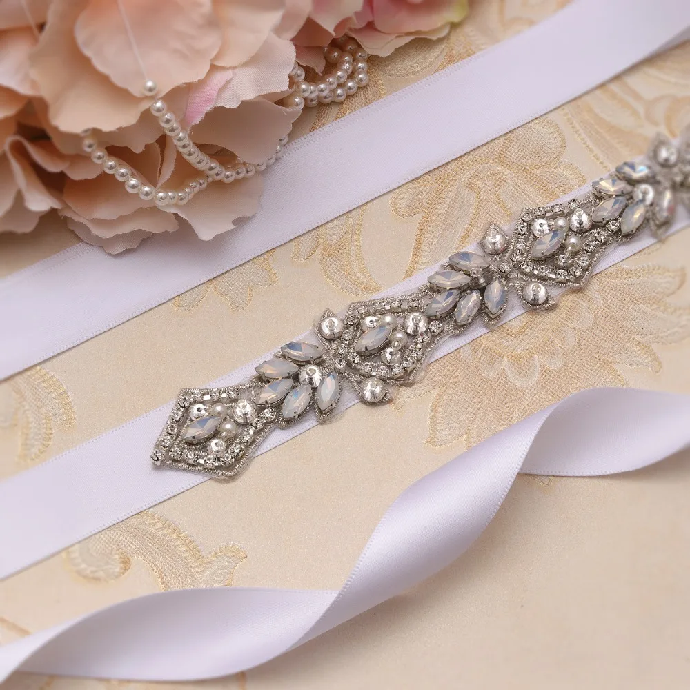 Yanstar Opals свадебный пояс серебряный Хрустальный к свадебному платью Стразы