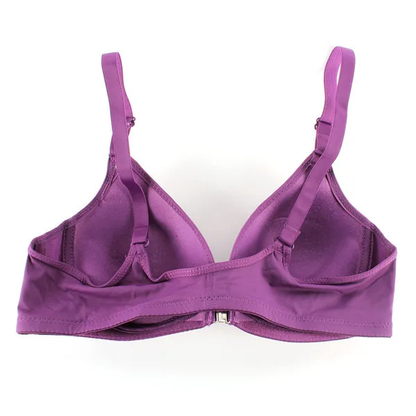 DARK PURPLE Сексуальный женский Гладкий спереди застежка тонкий мягкий Racerback бесшовный бюстгальтер с эффектом пуш-ап топ только чашка B - Цвет: DARK PURPLE