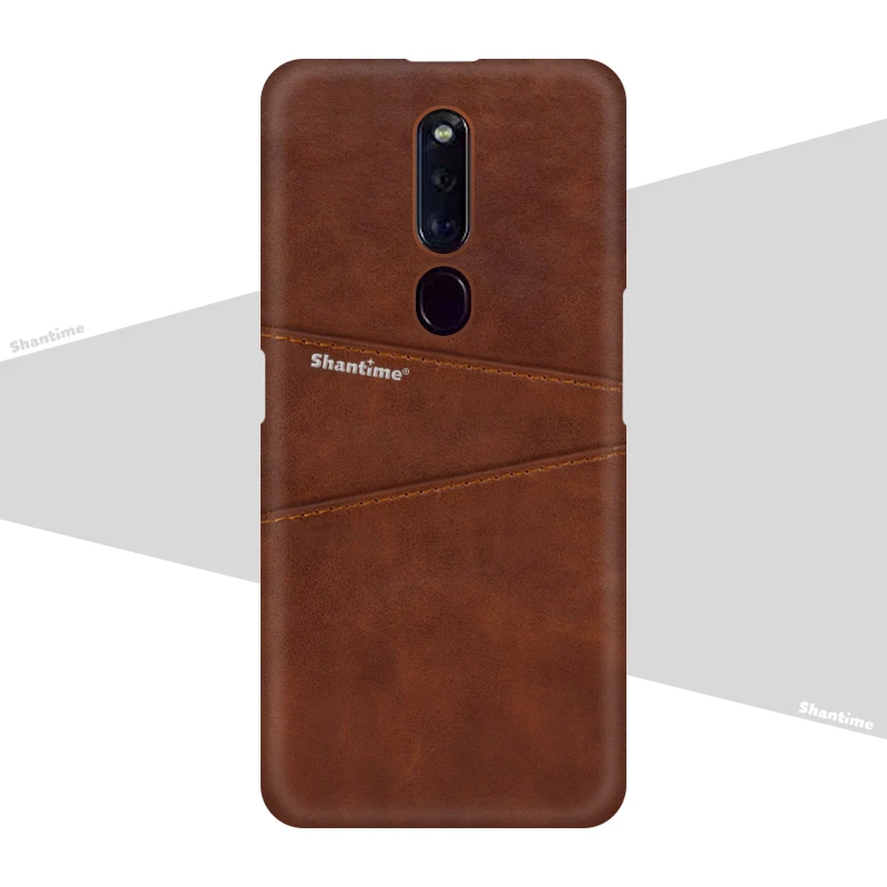 Роскошные Винтаж кожа назад чехол для OPPO F11 чехол для телефона для OPPO F11 Pro слот для карты из искусственной кожи чехол - Цвет: Brown