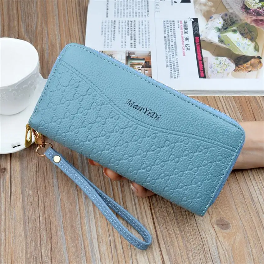 Blue Новинка,, женский клатч, кошелек, высокое качество, из искусственной кожи, кошельки, Женский Длинный кошелек, Женский кошелек на двойной молнии, кошелек для монет, Carteira - Цвет: Blue