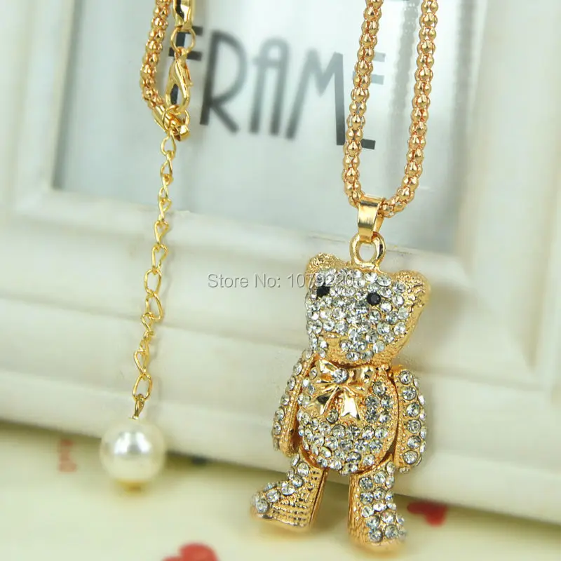 ZL Медведь свитер бисер ожерелье ювелирные изделия кристалл для женщин длинное