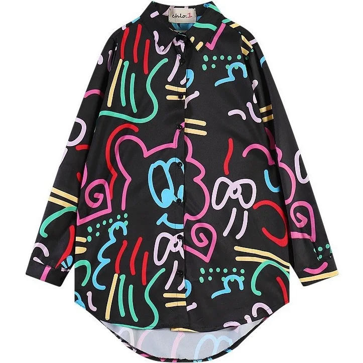 Lazy Oaf стильные женские шифоновые блузки размера d далматинские женские блузки повседневного дизайна, женские блузки размера плюс, розовая Модная рубашка - Цвет: 1828