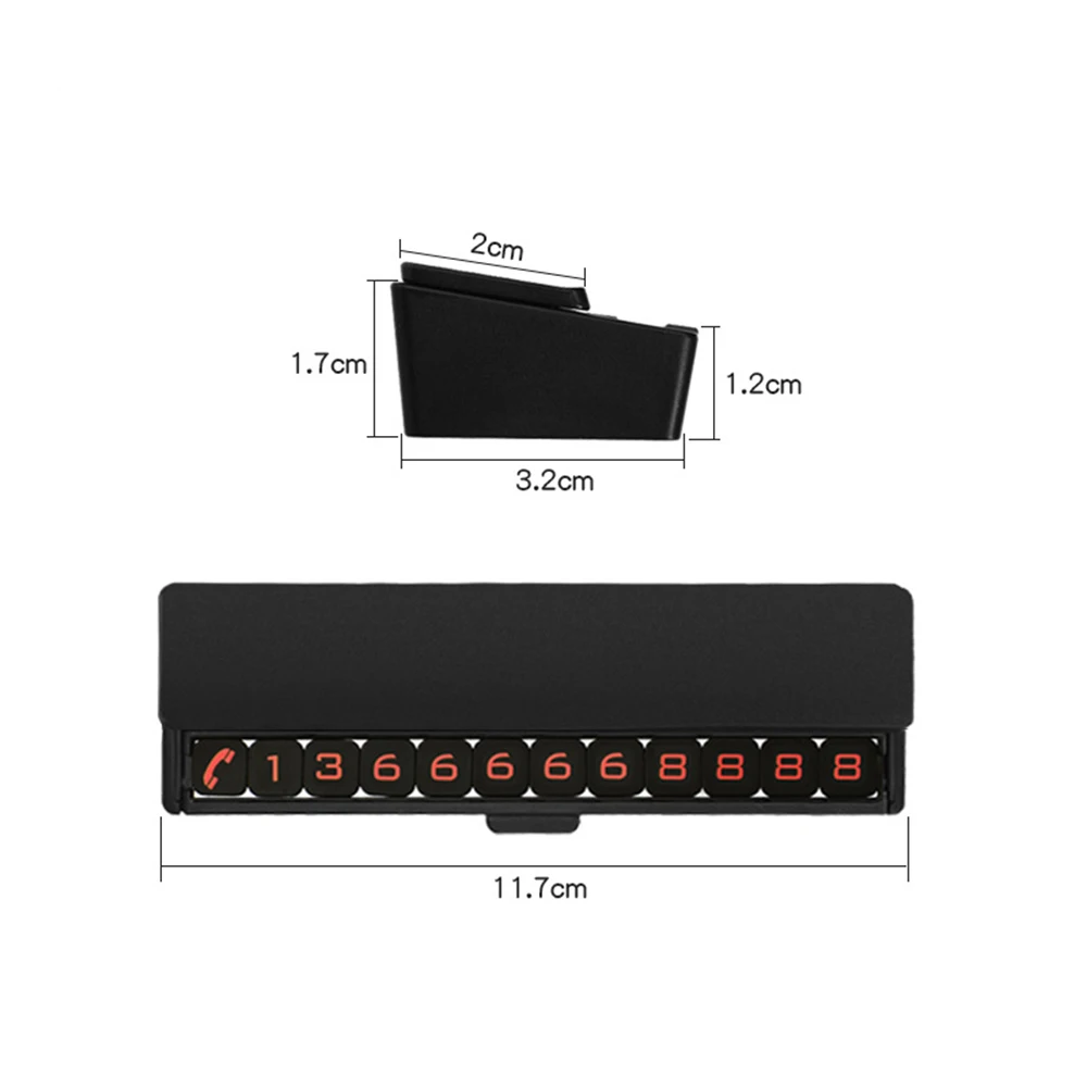 

1pc Car Puzzle Parking Card with Cap Hidden Cover for Temporary Parking Phone Number Plates Ornaments Black/Silver