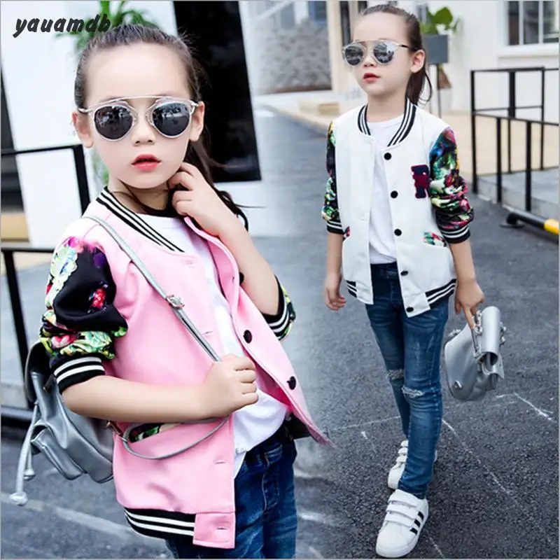 Детская куртка 2017 Осень-весна пальто для девочек хлопковая верхняя одежда с