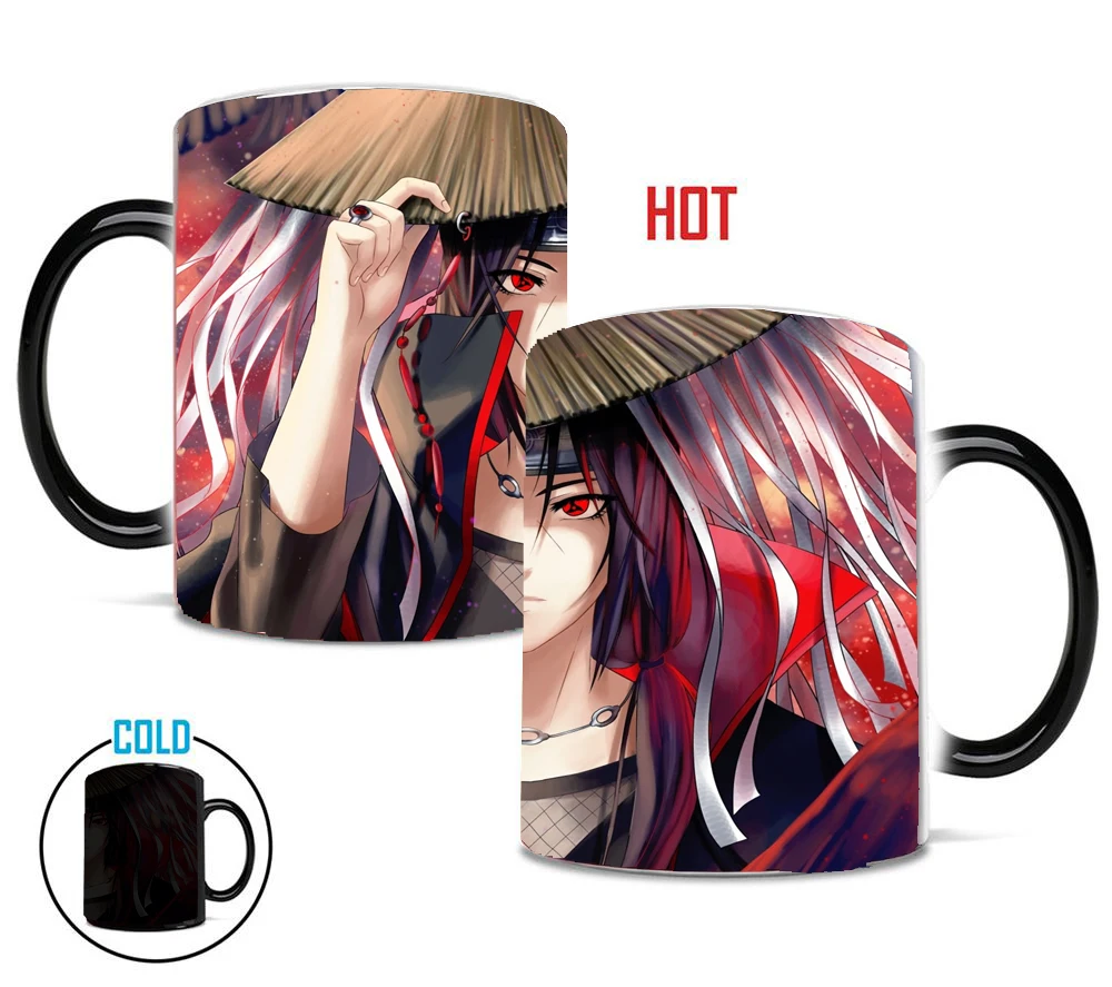 1 шт. Uchiha Itachi кружка, меняющая цвет, 350 мл, Крутое аниме Наруто, фарфоровые кофейные чашки с молоком, подарок на день рождения для мальчика